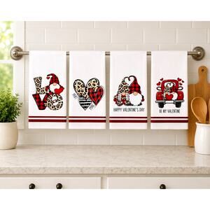 Hand Towels, 4pc, Valentine's Day Love Kitchen Dish Towel set. 18" x 26"